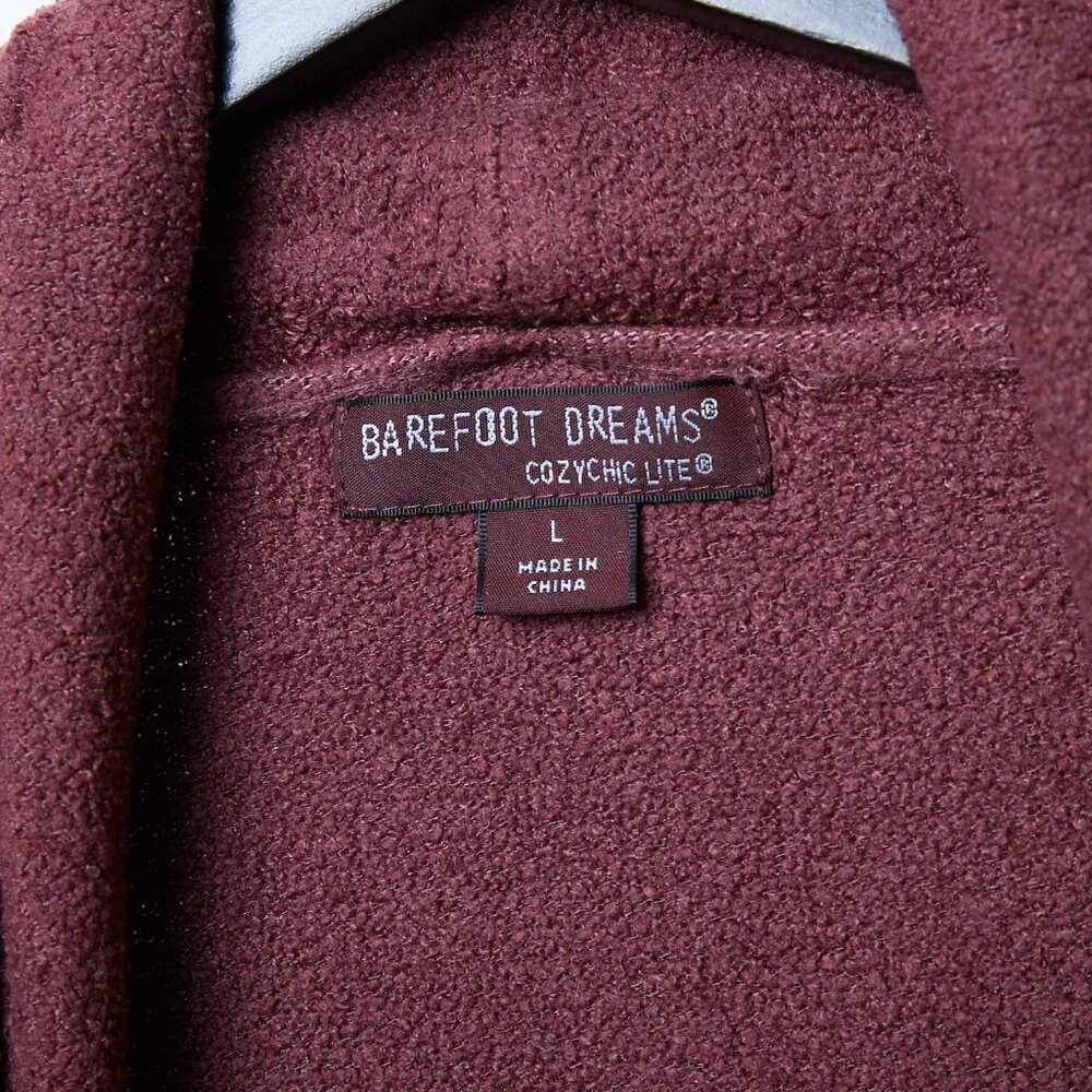 Barefoot Dreams CozyChic Lite Cardigan Maroon Long Open Front Large - Picture 3 of 7